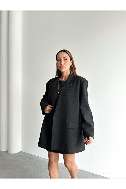 Maldia Shop Women's Oversize Anthracite Blazer Jacket