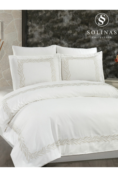 Solinas Collection Artemis Double Cream – 100% βαμβάκι με κέντημα βιζόν - σετ...