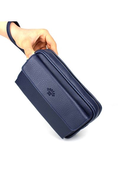 deri,se club Men's Navy Blue Hand and Bracelet Belt Portfolio Bag Handbag