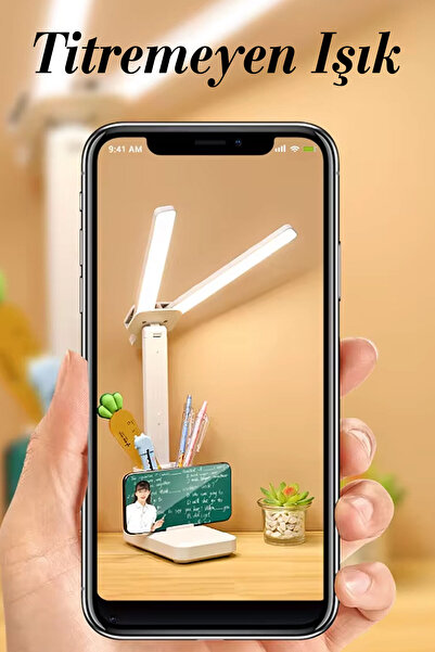 Badem10 Şarjlı Dokunmatik 3 Renk Kademeli Işık Ledli Çift Kanat Masa Üstü Lambası 15w Ders Çalışma Işığı