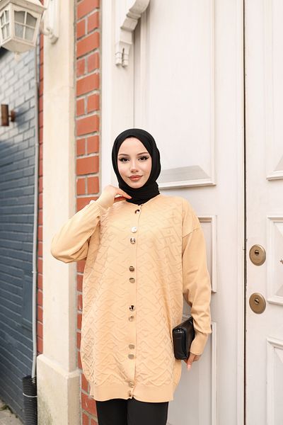 NATUFIAN STORE Women's Mercerized Zigzag Patterned Premium Quality Hijab Tunic