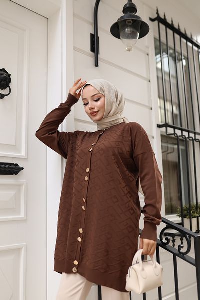 NATUFIAN STORE Women's Mercerized Zigzag Patterned Premium Quality Hijab Tunic