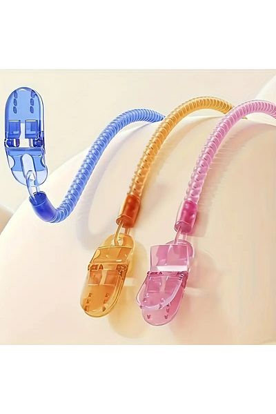 The Cloudish Shop Blue Pacifier Strap and Holder, Clip Spring Mechanism