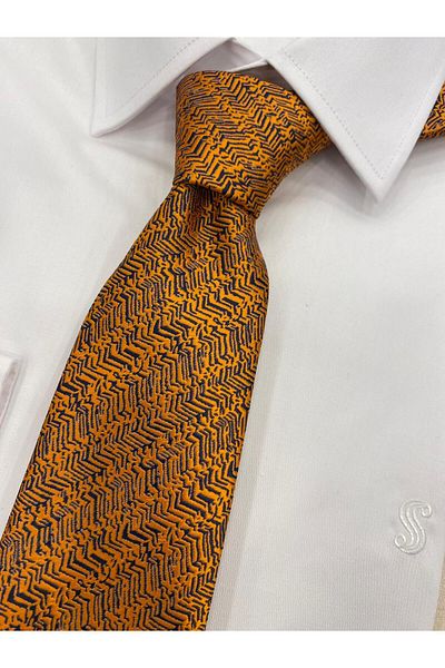 Pierre Cardin Pi̇erre Cardi̇n Woven Fabric Patterned Yellow Lace Tie