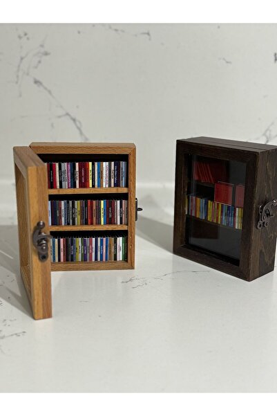 Ouptec Ahşap Mini Kitaplık I Anksiyete Stres Giderici I 100 Adet Mini Kitap