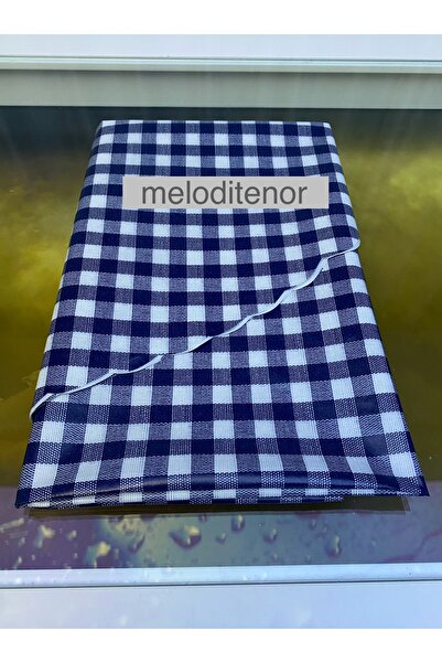 polset Mavi ekose pötü kareli astarlı pvc plastik muşamba yuvarlak masa örtüsü silinebilir