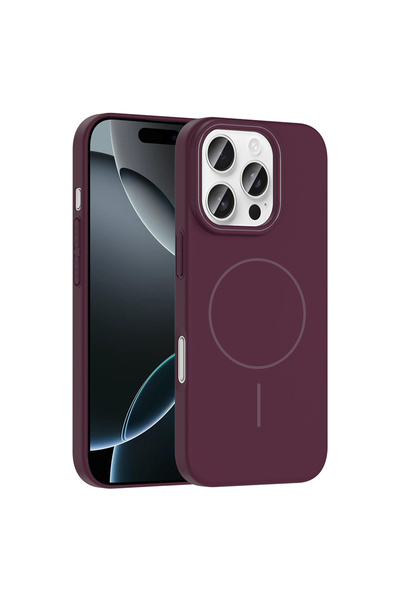 UnDePlus Apple iPhone 16 Pro Max Kılıf Magsafe ile Uyumlu Lansman Sert Silikon Ruby Kapak