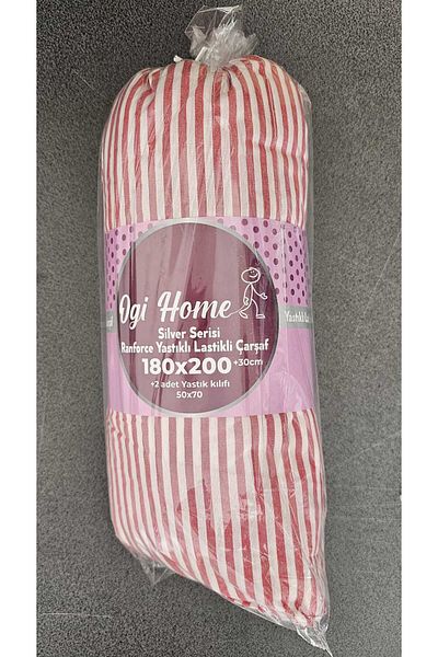 STOK HOME King Size Ranforce Fitted Sheet + 2 Pillowcases 180 X200