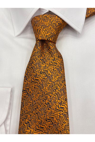 Pierre Cardin Pi̇erre Cardi̇n Woven Fabric Patterned Yellow Lace Tie