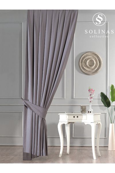 Solinas Collection Κουρτίνα φόντου Angora Grey 1 X 3 συντομές - Μονόφυλλο