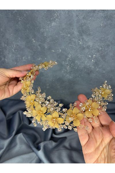 Hayalperest boncuk Nileda Crystal Beaded Bridal Henna Crown Hair Accessory