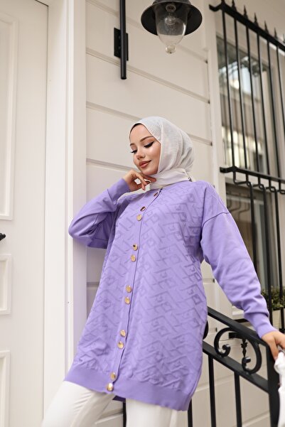 NATUFIAN STORE Kadın Merserize Zikzak Desenli Premium Kalite Tesettür Tunik