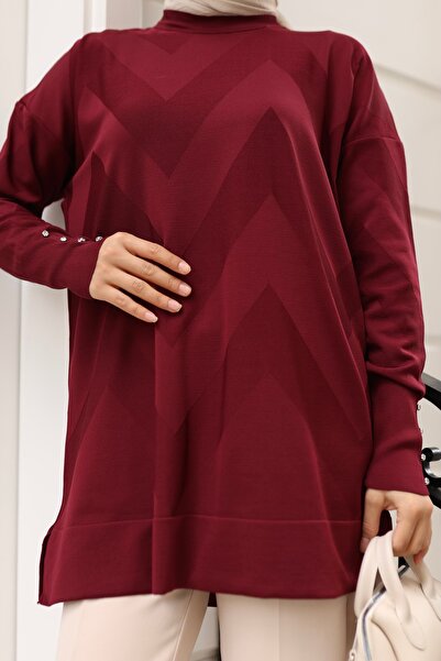 NATUFIAN STORE Women's Mercerized Zigzag Patterned Hijab Tunic