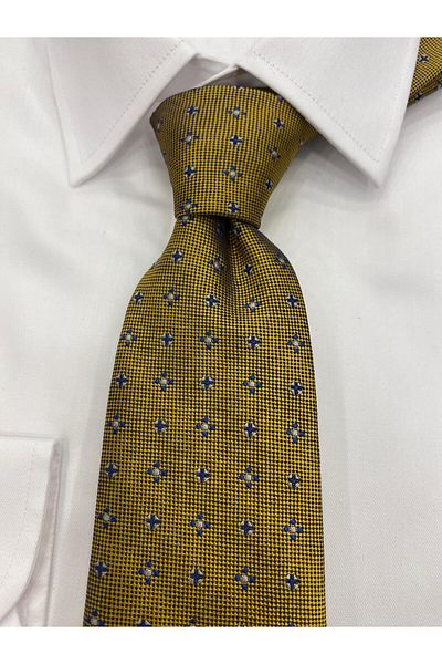 Pierre Cardin Pi̇erre Cardi̇n Woven Fabric Patterned Yellow Lace Tie