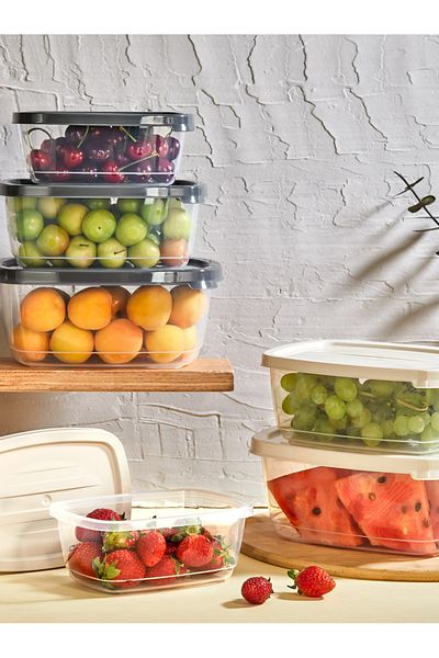 Mapple Home 3-Piece Storage Container with Lid 800 ml - 1.4 Lt - 2.0 Lt Food Storage Box