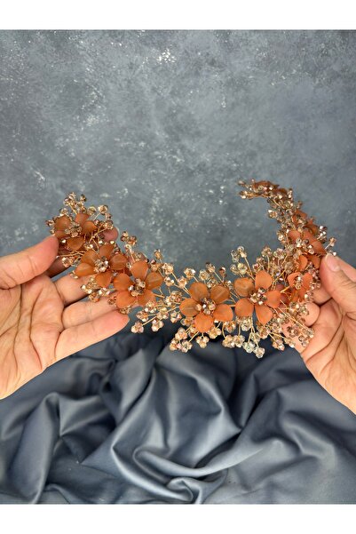 Hayalperest boncuk Nileda Crystal Beaded Bridal Henna Crown Hair Accessory
