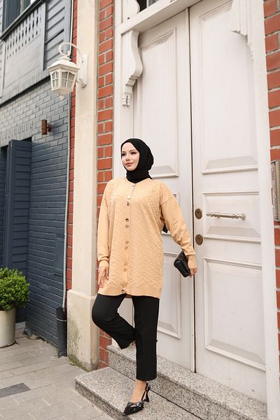 NATUFIAN STORE Women's Mercerized Zigzag Patterned Premium Quality Hijab Tunic