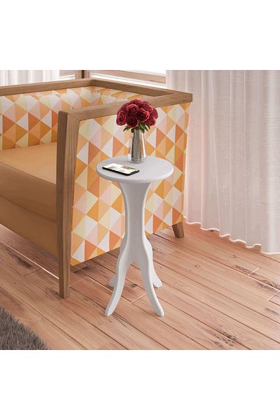 ARTLY Small round side table for living rooms and homes, white color, 30*51.5*30