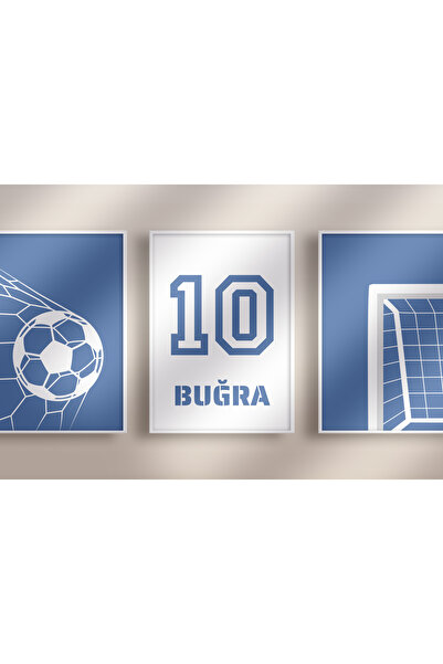 CKA Tasarım Σετ ονομάτων ζωγραφικής 3 τεμαχίων για αγοράκι και παιδικό δωμάτιο με πολύχρωμο σχέδιο για λάτρεις του ποδοσφαίρου