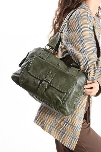 571 Collections Çanta Faux Leather Shoulder Bag Green (Model: 571-13-13K)