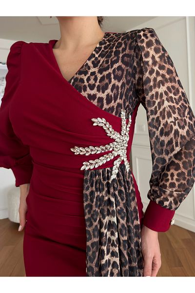 1Moda1Tarz Women's Scuba Crepe Fabric Sea Star Leopard Design Dress Imported Sleep Lightning Style