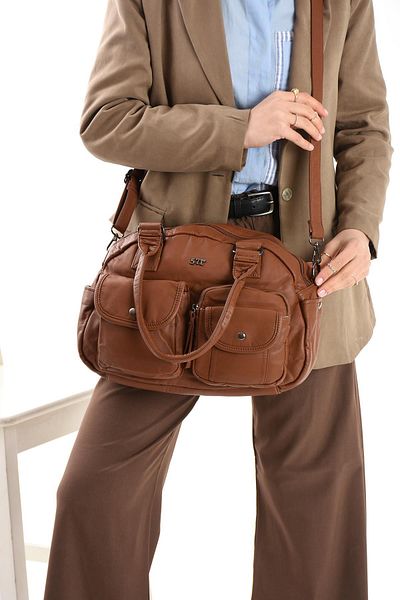 571 Collections Çanta Чанта за през рамо от изкуствена кожа, кафява (модел: 571-13-10N)