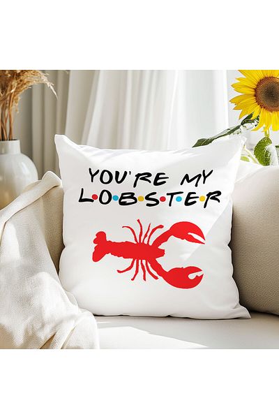 qoeuyl boutique You Are My Lobster Printed Friends Gift Fiber Filled Decorative Pillow