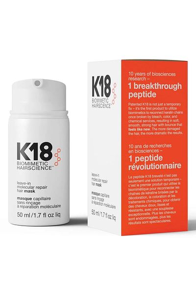 K18 Full-Size Leave-In Hair Mask, Repairs Dry/Damaged Hair, Reverses Damage from Bleach, Color, Heat