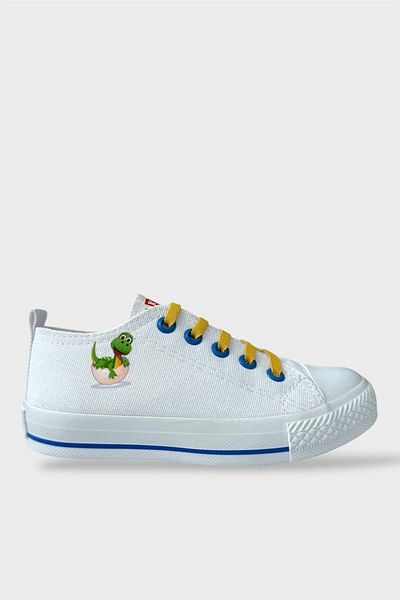 Liger Smart Lacing - Pantofi sport pentru copii din in casual ALB - GALBEN