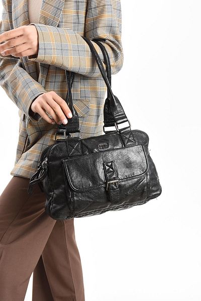 571 Collections Çanta Faux Leather Shoulder Bag Black (Model: 571-13-13K)