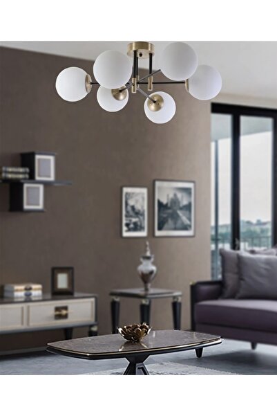 Vera Lighting Çapraz 6'lı Plafonyer Eskitme Siyah Avize