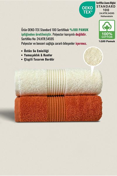 Ellaline Σετ πετσετών 2 τεμαχίων 100% βαμβάκι με πιστοποίηση, ριγέ περιγράμματος Superior απορροφητικό πετσέτα κουζίνας προσώπου 50x90cm