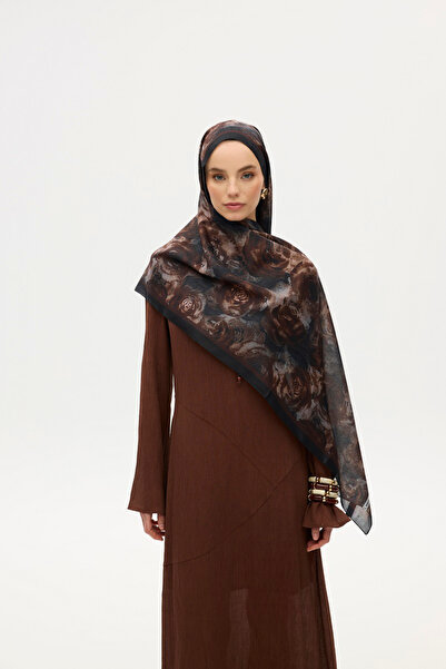 MODA Μαλακό σάλι με σχέδιο Rosa σε χρώμα καφέ