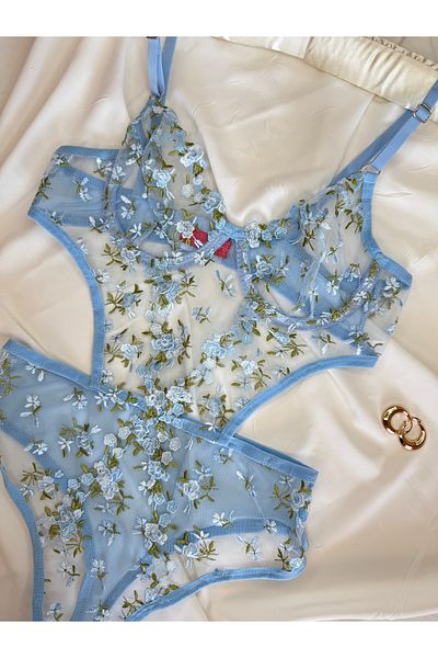 ROZENİN LINGERIE Body transparent din dantelă florală de sezon nou