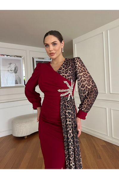 1Moda1Tarz Women's Scuba Crepe Fabric Sea Star Leopard Design Dress Imported Sleep Lightning Style