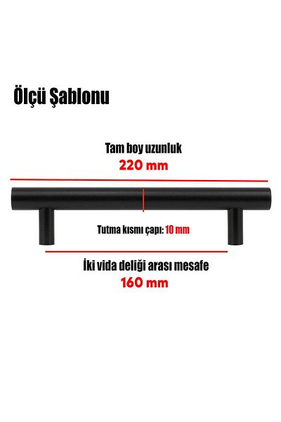 Badem10 RoseMary 160 mm Mobilier Bucătărie Sertar Dulap Capac Mâner Mâner 16 cm Negru Mat Metal Mâner (10 buc.)