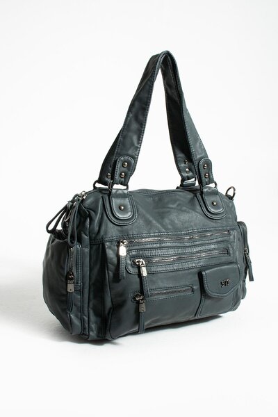 H&D COLLECTİON Navy Blue Faux Leather Shoulder Bag Blue (Model: 571-13-10R)