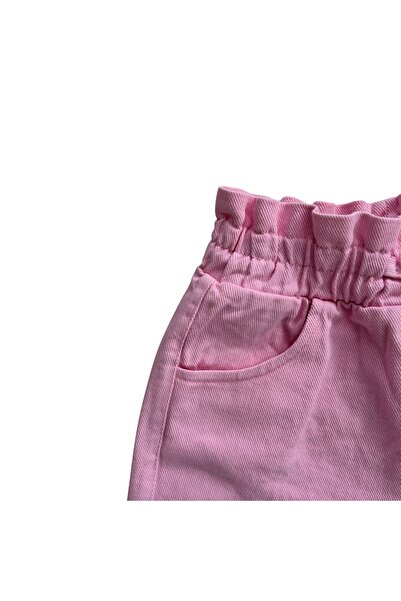 MDYOOL Kiz Çocuk %100 Pamuk Konforlu Özel Kumaş Regular Fit Beli̇ Lasti̇kli̇ Pembe Pantolon