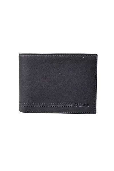 GUARD Black Genuine Leather Horizontal Model Men's Wallet with Coin Compartment - Grd 250322 Wt1863