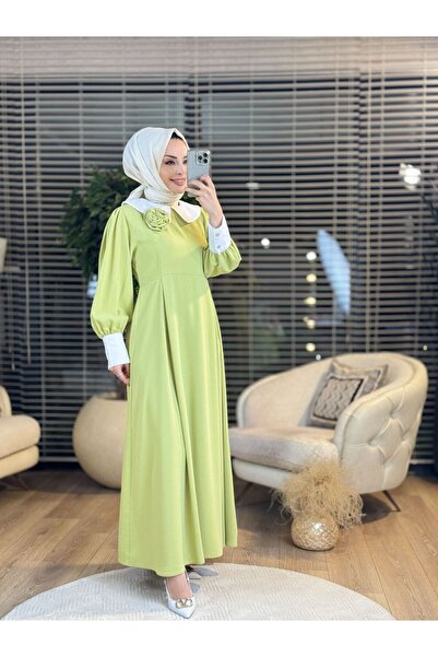 ALANURMODA 1042 فستان بياقة الطفل مع بروش زهرة