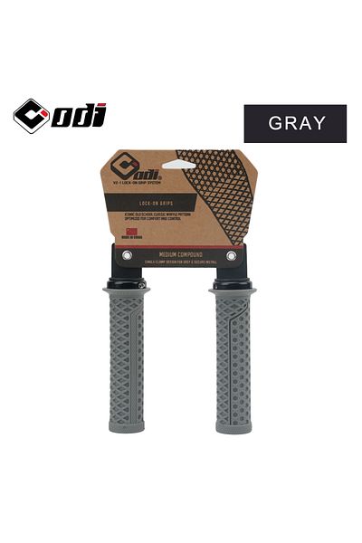 ODI VS-21 Gray ODI VS-21 MTB Handlebar Grips Silicone Lock-On Bicycle Cover Updated Waffle Pattern Anti-