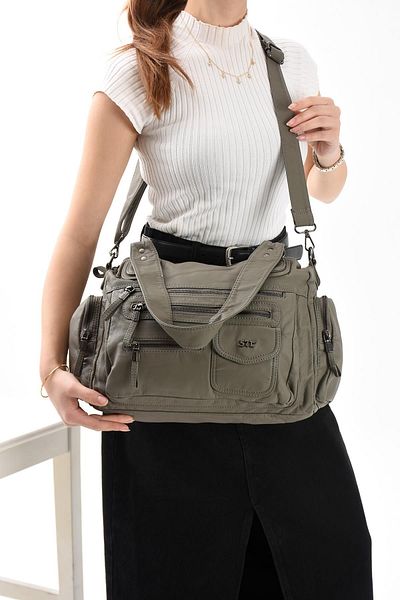 571 Collections Çanta Faux Leather Shoulder Bag Gray (Model: 571-13-10R)