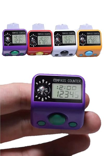 Bundera 2 Gift Rings with Chanting Compass 5 Digit Digital Counter Chanting Prayer Beads Mevlüt Gift