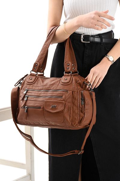 571 Collections Çanta Чанта за през рамо от изкуствена кожа, кафява (модел: 571-13-10R)
