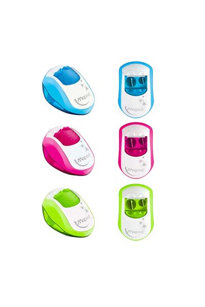 Maped Double Hole Clean Pencil Sharpener - 3 Different Colors/Pieces