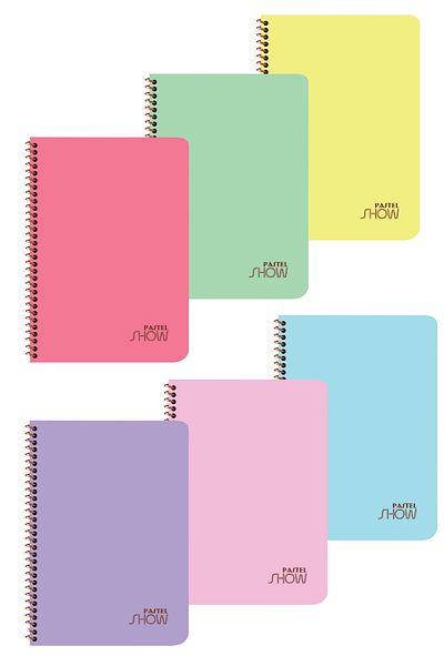 Andofis A4 Pastel Show School Notebook 60 Sheets Plaid Spiral Plastic Cover