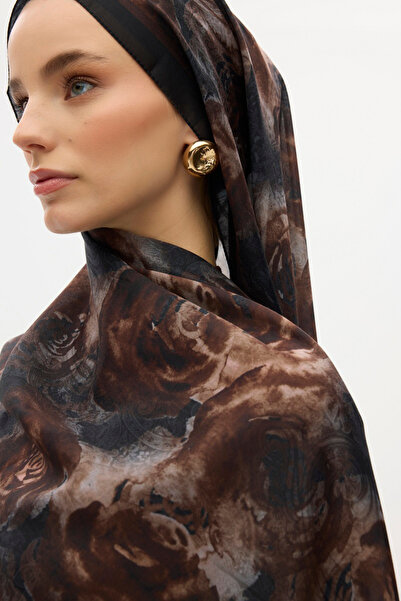 MODA Μαλακό σάλι με σχέδιο Rosa σε χρώμα καφέ