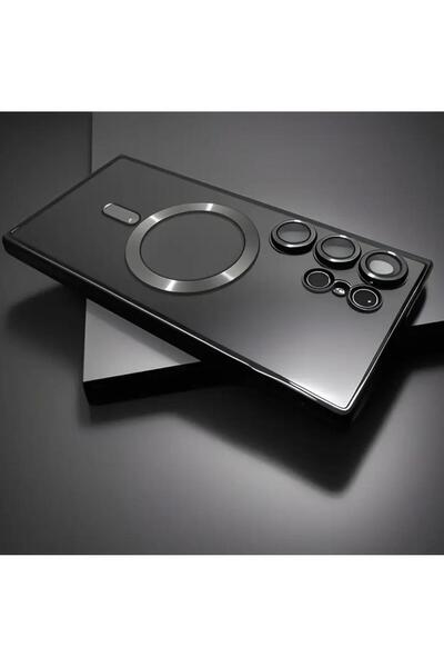 Sphone Samsung Galaxy S25 Ultra Kılıf Kamera Lens Korumalı Lazer Metalik Renkli Arkası Şeffaf Magsafe Şarj