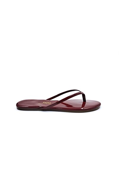 Tkees Women's Classic Patent Leather Burgundy Stylish Daily Flip Flops