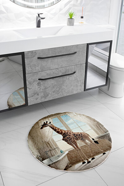 Rugs Modern Halı Kemal Koleksiyonu Soyut Tasarım Banyodaki Zürafa Desenli Yuv...